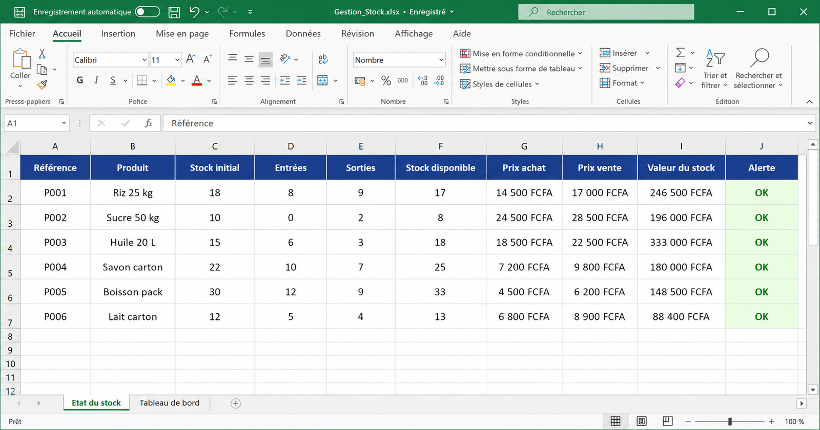 Tableau Excel Pro – Gestion de stock, ventes et bénéfices — aperçu 3